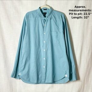 J.Crew Ludlow 120s‎ 2-Ply Teal Micro Gingham Button Down Shirt XL